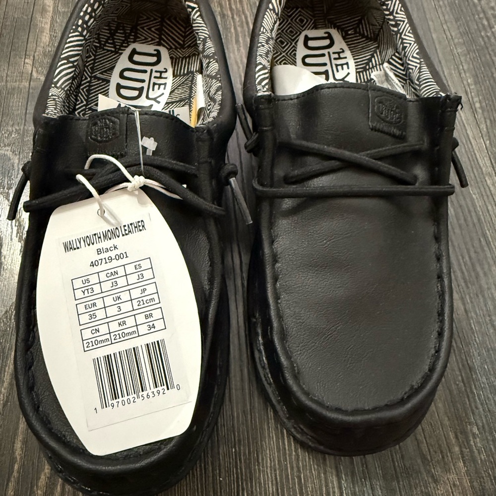 Hey Dude Black Leather Loafers